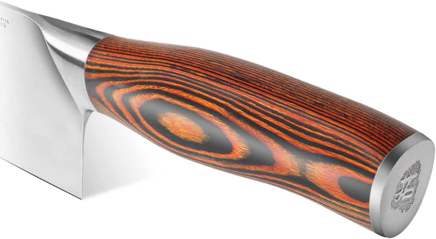 TUO Vegetable Cleaver- Chinese Chef’S Knife - Stainless Steel Kitchen Cutlery - Pakkawood Handle - Gift Box Included - 7 Inch - Fiery Phoenix Series