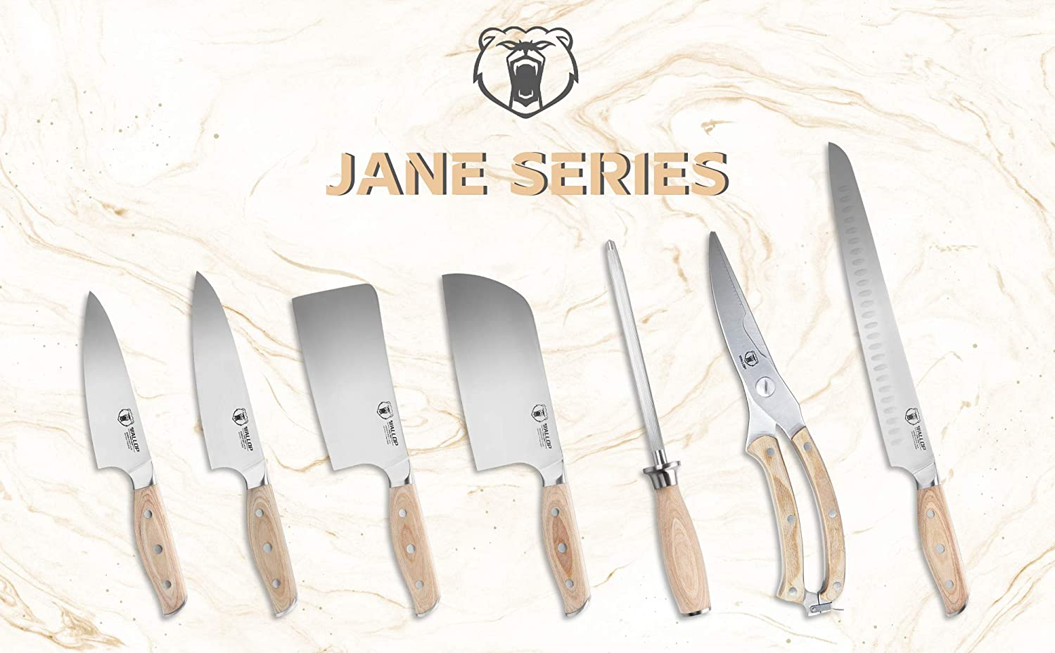 WALLOP Chef Knife - 6 Inch Small Kitchen Chef Knife, Razor Sharp Cooking Knife - German Stainless Steel Japanese Gyuto Knife - Full Tang Natural Pakkawood Handle with Gift Box