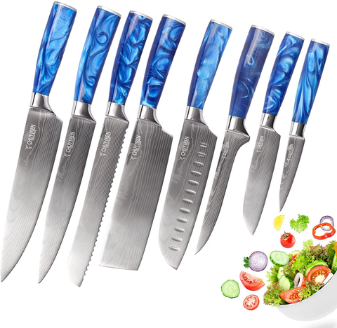 Image of Kitchen Chef Knife Set 8 PCS, 3.5-8" 5Cr15Mov Stainless Steel High Carbon Boxed Knives with Ergonomic Handle, Professional Ultra Sharp Japanese Knives for Vegetable Fruit Meat Cutting, Business Gift