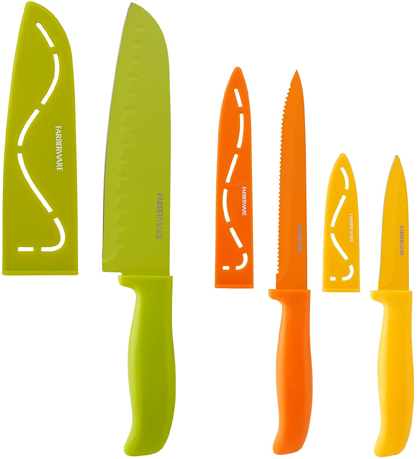 Farberware 12-Piece Non-Stick Resin Cutlery Knife Set, Multicolor
