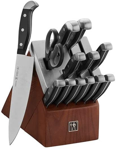 HENCKELS Statement 14-Piece Self-Sharpening Knife Set with Block, Chef Knife, Paring Knife, Bread Knife, Steak Knife Set, Dark Brown, Stainless Steel