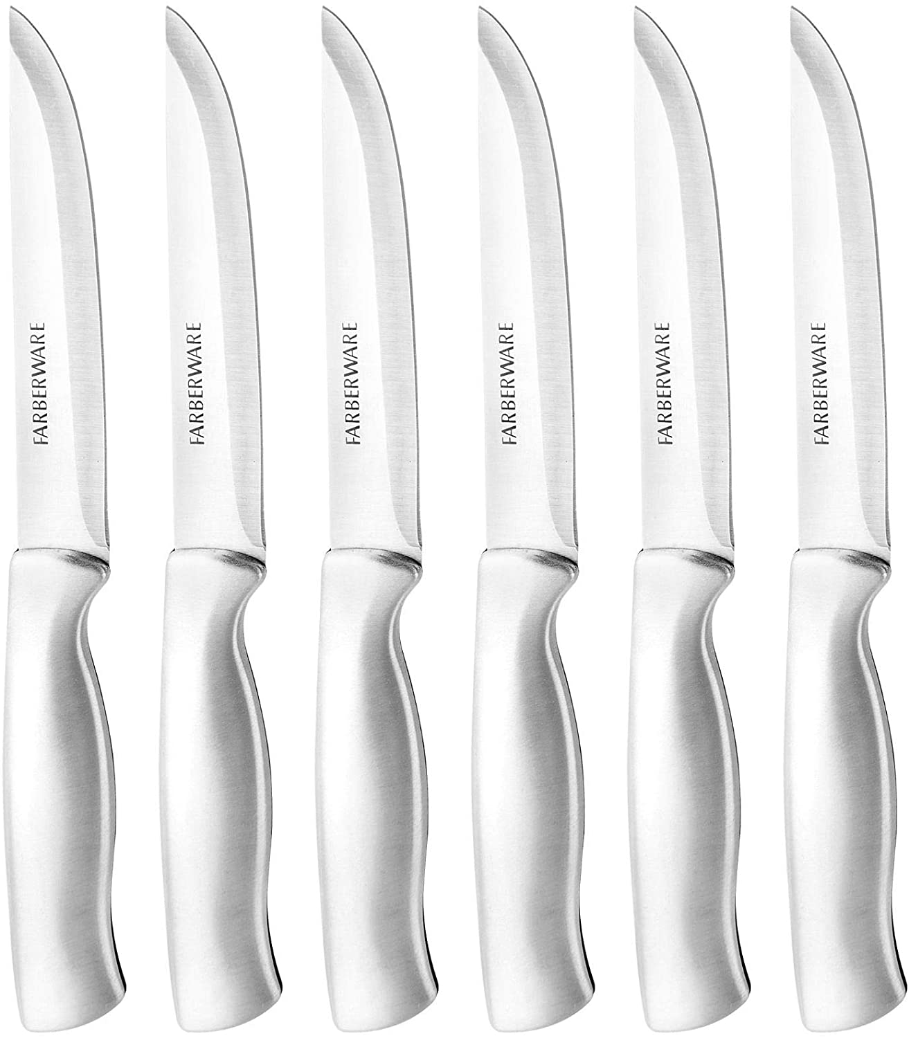 Farberware Stamped 15-Piece High-Carbon Stainless Steel Knife Block Set, Steak Knives, Black