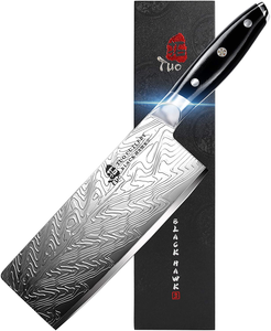 TUO Vegetable Meat Cleaver Knife - Chinese Chef'S Knife 7-Inch High Carbon Stainless Steel - Kitchen Knife with G10 Full Tang Handle - Black Hawk-S Knives Including Gift Box