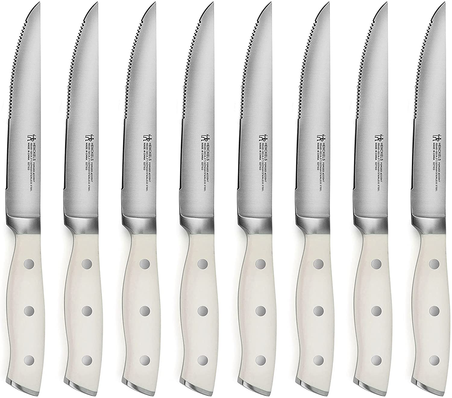 Henckels Forged Accent 20 Piece Self Sharpening Knife Block Set with Off-White Handles