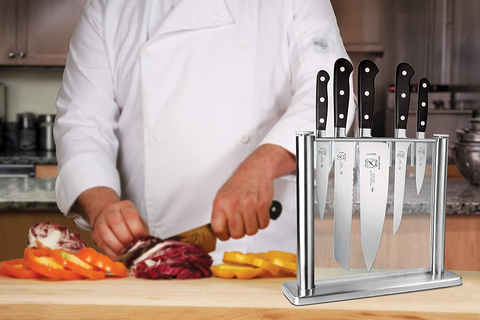 Image of Mercer Culinary M23500 Renaissance 6-Piece Forged Knife Block Set, Tempered Glass Block