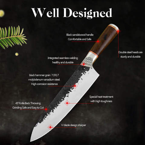 Image of Chef Knife 8 Inch Professional Kitchen Knives High Carbon Steel Japanese Chef'S Knife Meat and Vegetable Cooking Knife for Home Restaurant