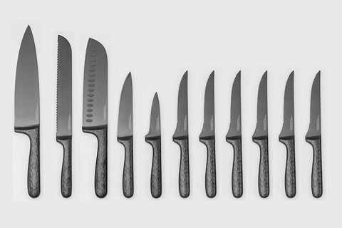 Image of Cambridge Silversmiths Nero Cutlery Set with Block, Stainless Steel,12-Piece