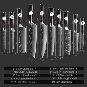 KEPEAK Chef Knife Sets 10 Piece, Kitchen Knives High Carbon Stainless Steel, with Pakkawood Handle, Professional Knife Sets for Vegetable Fruit Meat Cutting