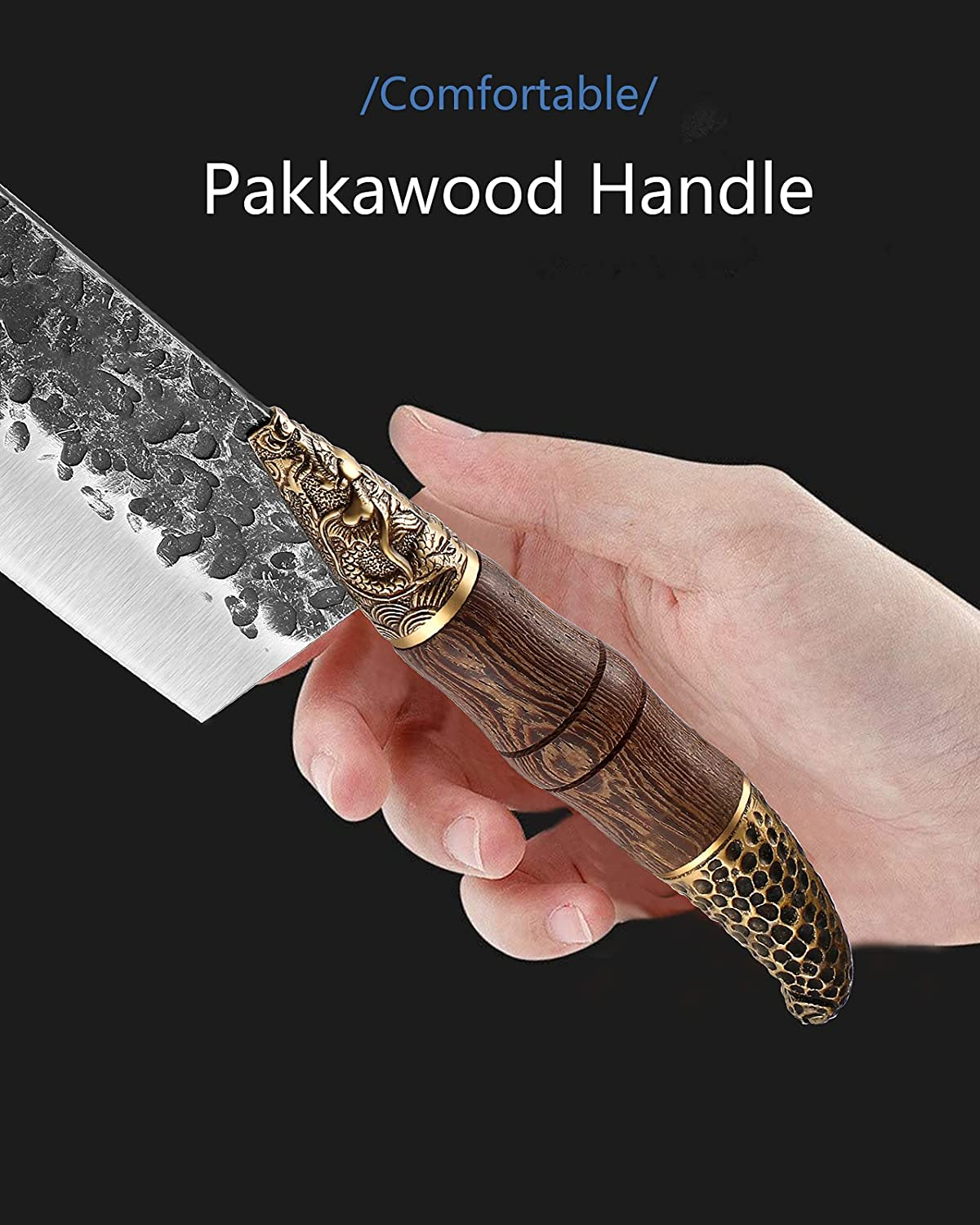 TIVOLI Japanese Chef Knife Set Hand Forged Kitchen Knife Meat Cleaver Knife Full Tang Butcher Knife for Meat Cutting (D- 7.5 Inch Nakiri Knife)