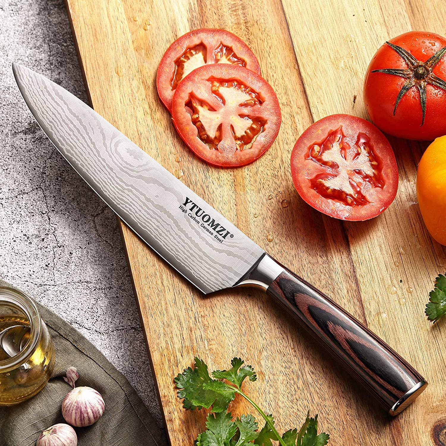 Ytuomzi Chef'S Knife with Ergonomic Handle Professional Chef Knife 8 Inch Forged, Ultra Sharp Kitchen Knife Made of German High Carbon Stainless Steel (Chef Knife 8 Inch)