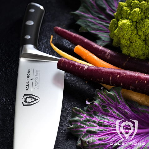 Image of DALSTRONG Chef Knife - 8 Inch - Gladiator Series - Forged High Carbon German Steel - Razor Sharp Kitchen Knife - Full Tang - Black G10 Handle - Sheath Included - NSF Certified