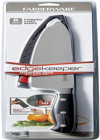 Farberware - 5173577 Farberware Edgekeeper 8 Inch Forged Triple Riveted Chef Knife with Self-Sharpening Sleeve, Black