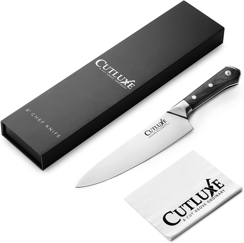 Image of CUTLUXE Chef Knife – 8" Chopping Knife – Forged High Carbon German Steel – Full Tang & Razor Sharp – Ergonomic Handle Design – Artisan Series