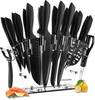 Dockorio Kitchen Knife Set with Block, 19 PCS High Carbon Stainless Steel Sharp Kitchen Knife Set Includes Serrated Steak Knives Set, Chef Knives, Bread Knife, Scissor, Sharpener, All in One Knife Set