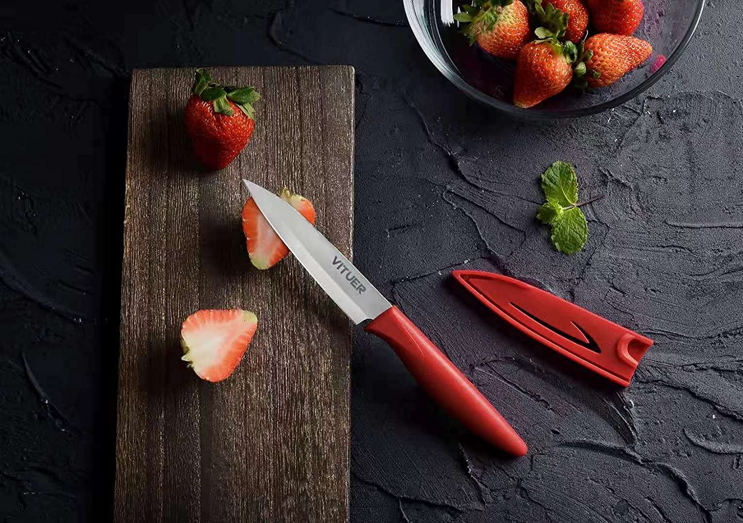 Paring Knife, Vituer 8PCS Paring Knives (4 Knives and 4 Knife Cover), 4 Inch Peeling Knife, Fruit and Vegetable Knife, Ultra Sharp Kitchen Knives, German Steel, PP Plastic Handle