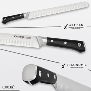 CUTLUXE Slicing Carving Knife – 12" Brisket Knife – Forged High Carbon German Steel – Full Tang & Razor Sharp – Ergonomic Handle Design – Artisan Series