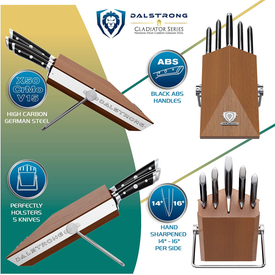 DALSTRONG Knife Block Set - 5 Piece - Gladiator Series - with Modular, Multi-Level Block - German HC Stainless Steel - Premium ABS Polymer Handles - NSF Certified