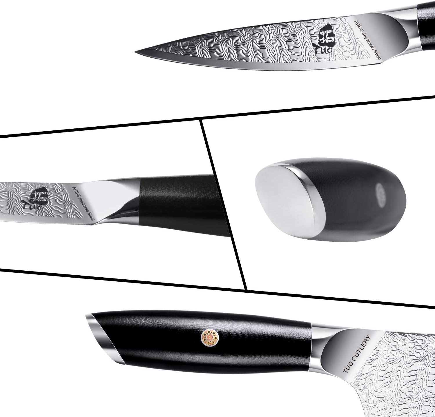 TUO Paring Knife - 3.5 Inch Small Kitchen Knife Peeling Knife for Fruit and Veggie, AUS-8 Japanese Stainless Steel with Ergonomic G10 Handle, Falcon S Series with Gift Box