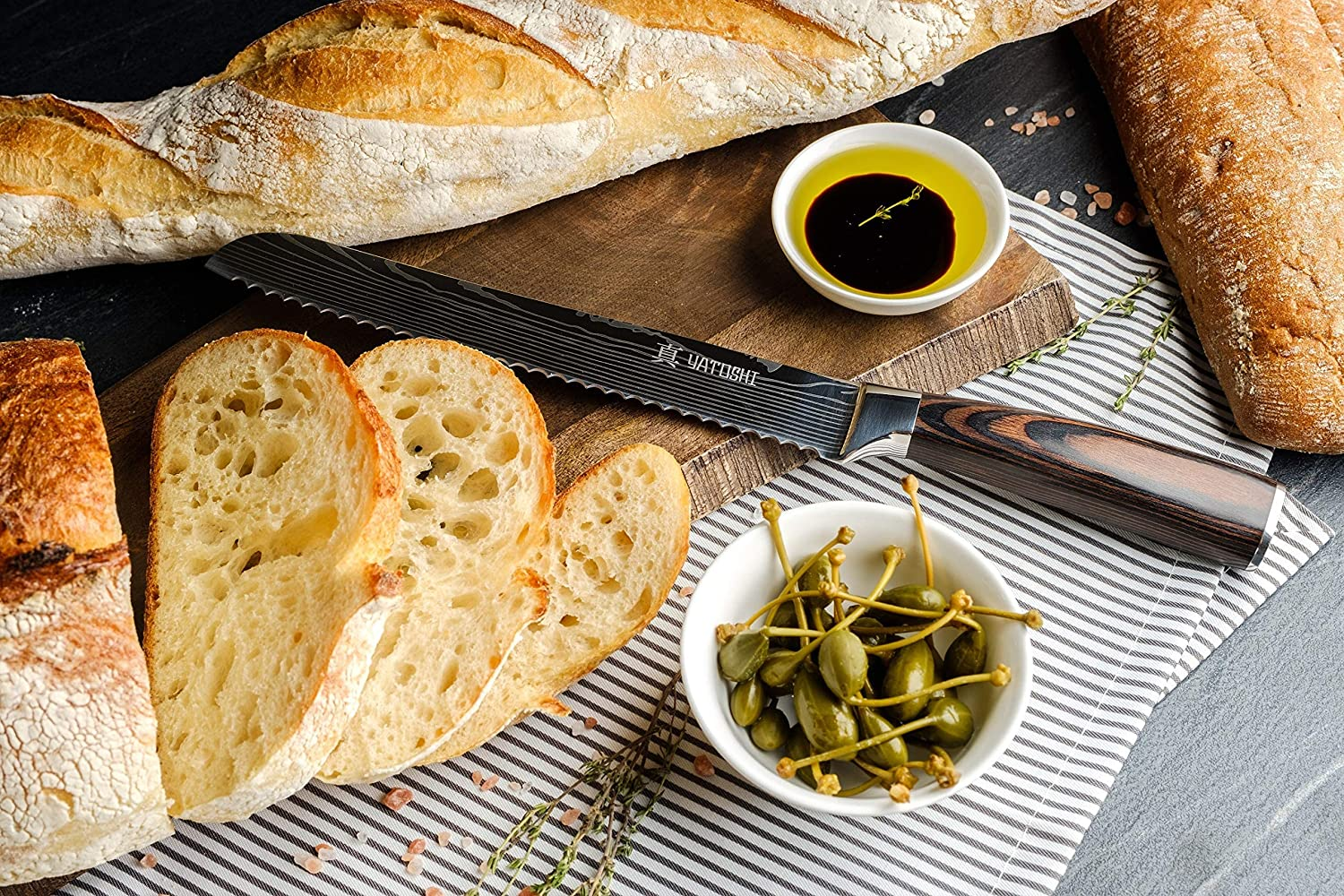 Yatoshi 7 Knife Set - Pro Kitchen Knife Set Ultra Sharp High Carbon Stainless Steel with Ergonomic Handle