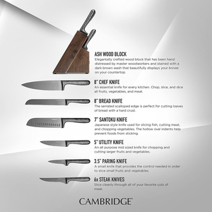 Cambridge Silversmiths Nero Cutlery Set with Block, Stainless Steel,12-Piece