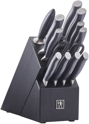 Image of HENCKELS Graphite 13-Pc Self Sharpening Knife Set with Block, Kitchen Knife Sharpener, Chef Knife, Steak Knife, Black, Stainless Steel