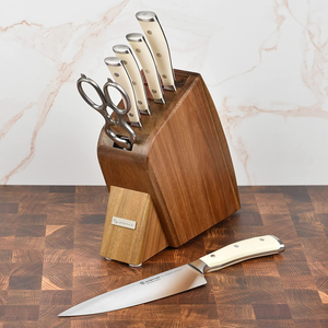 Wusthof Classic Ikon Creme 7 Piece Slim Knife Block Set (Acacia Block)