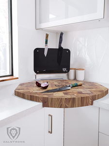 DALSTRONG Corner Counter Teak Wood Cutting Board - Tight Wood Grain - 24" X 18" X 2.2" - Kitchen Chopping Board - Serving Board - Cutting Boards - Gift Packaging