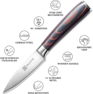 Paring Knife - PAUDIN 3.5 Inch Kitchen Knife N8 German High Carbon Stainless Steel Knife, Fruit and Vegetable Cutting Chopping Carving Knives