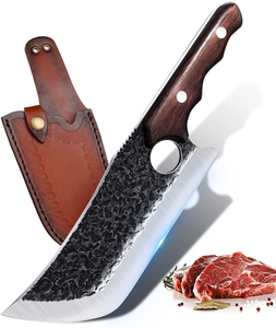 DRGSKL Hand Forged Meat Cleaver Knife Butcher Knife for Meat Cutting Full Tang Chef Knife with Belt Sheath and Gift Box High Carbon Steel Knife Grilling Knife for Kitchen or Camping Outdoor