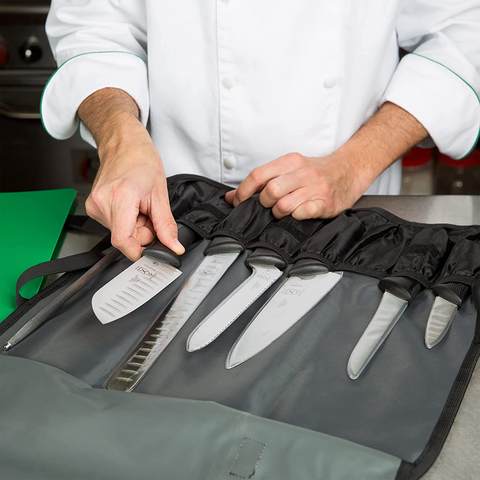 Image of Mercer Culinary M21820 Millennia 8-Piece Knife Roll Set, Black