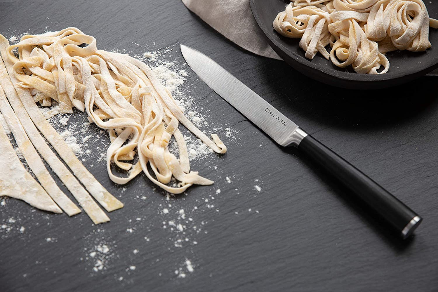 Ginsu Gourmet Chikara Series Forged 12-Piece Japanese Steel Knife Set – Cutlery Set with 420J Stainless Steel Kitchen Knives – Bamboo Finish Block,