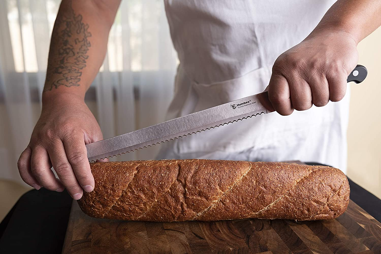 Humbee Chef Serrated Bread Knife for Home Kitchens Bread Knife 12 Inch Black