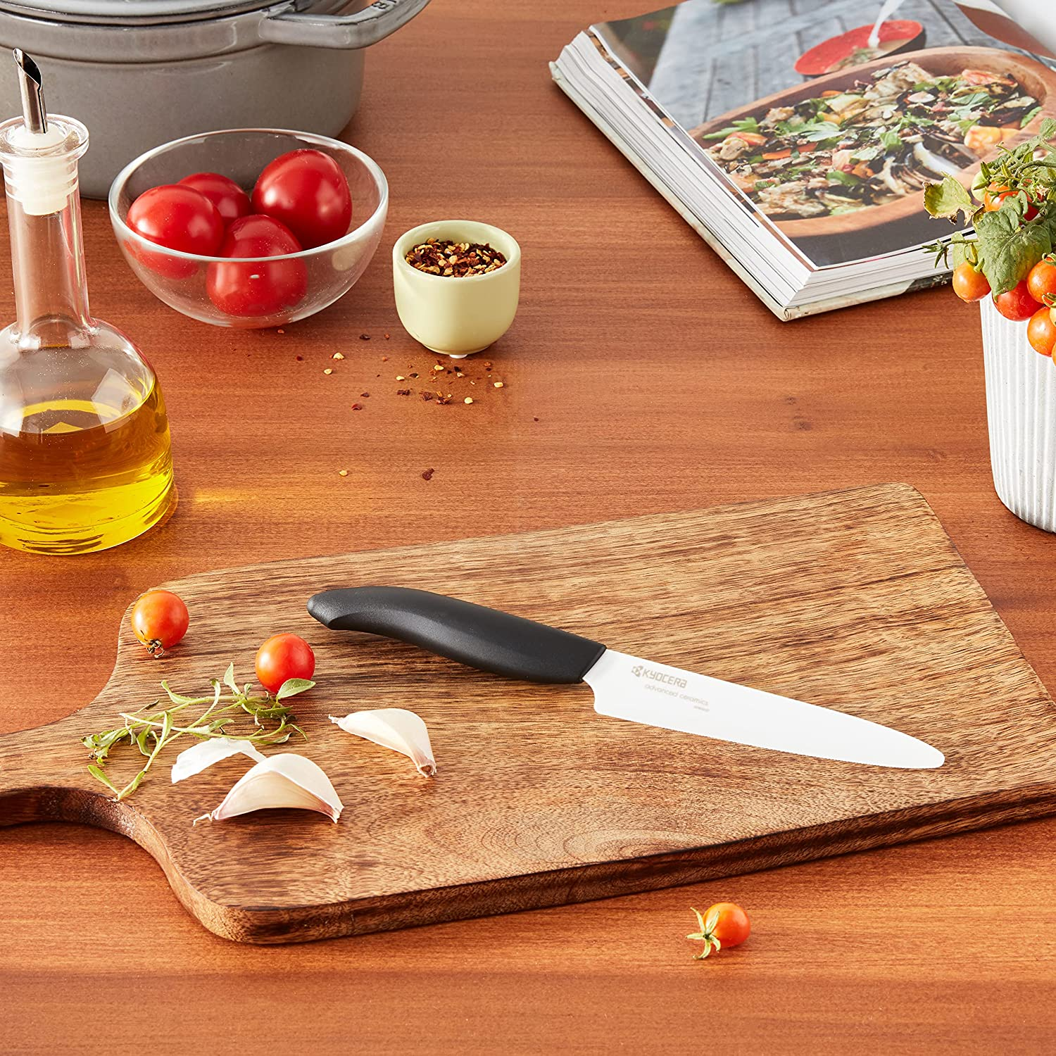 Kyocera Revolution Ceramic Utility Serrated Knife, 5 INCH, White