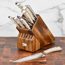Wusthof Classic Ikon Creme 10 Piece Knife Set with Acacia Block