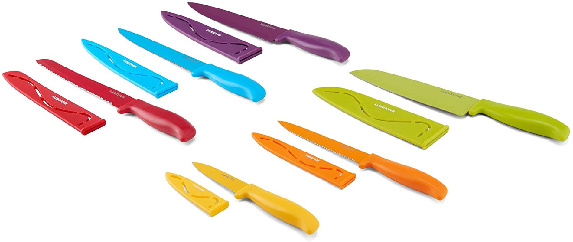 Farberware 12-Piece Non-Stick Resin Cutlery Knife Set, Multicolor