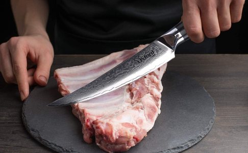 Boning (Fillet) Knife 6.5 Inch by Oxford Chef - Best Damascus- Japanese- VG10 Super Steel 67 Layer High Carbon Stainless Steel-Razor Sharp, Stain & Corrosion Resistant, Awesome Edge Retention