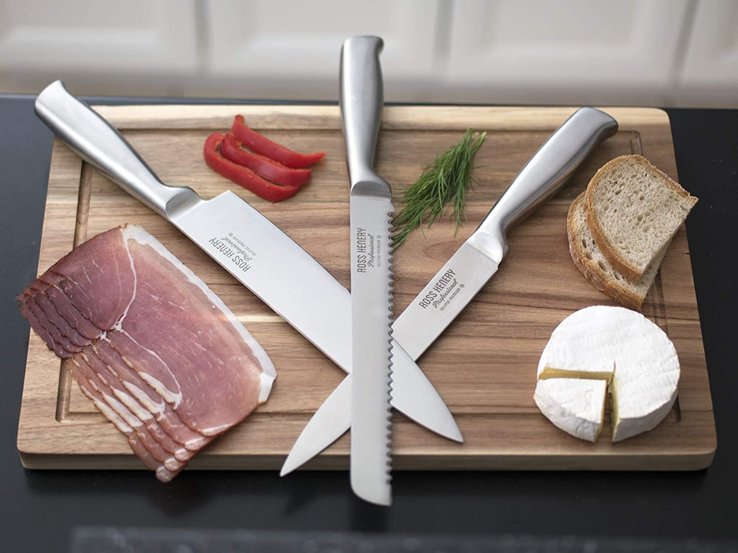 Ross Henery Professional Knives, Eclipse Premium Stainless Steel 9 Piece Chefs / Kitchen Knife Set in Carry Case