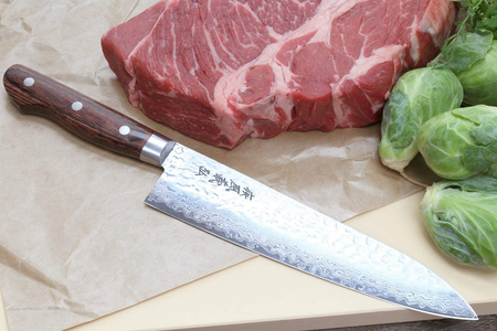 YOSHIHIRO- Hammered Damascus Chef Knife 6PC SET - MADE in JAPAN
