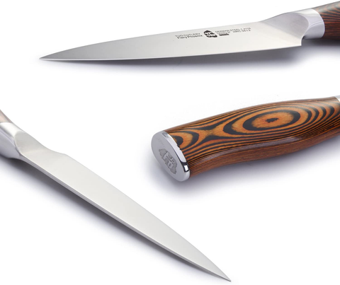 TUO Kitchen Utility Knife- Small Kitchen Knife - High Carbon German Stainless Steel Cutlery - Ergonomic Pakkawood Handle - Luxurious Gift Box Included - 5 Inch - Fiery Phoenix Series