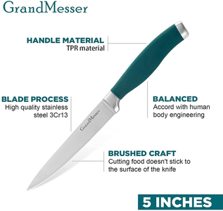 Grandmesser Chef Knife Set - 8" Cooking Knife & 5" Paring Knife with High Carbon German Stainless Steel Forging - Ergonomic Color Non-Slip Handle - Kitchen Knife with Gift Box