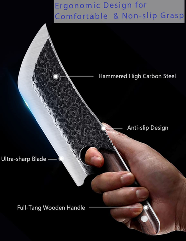 Image of DRGSKL Hand Forged Meat Cleaver Knife Butcher Knife for Meat Cutting Full Tang Chef Knife with Belt Sheath and Gift Box High Carbon Steel Knife Grilling Knife for Kitchen or Camping Outdoor