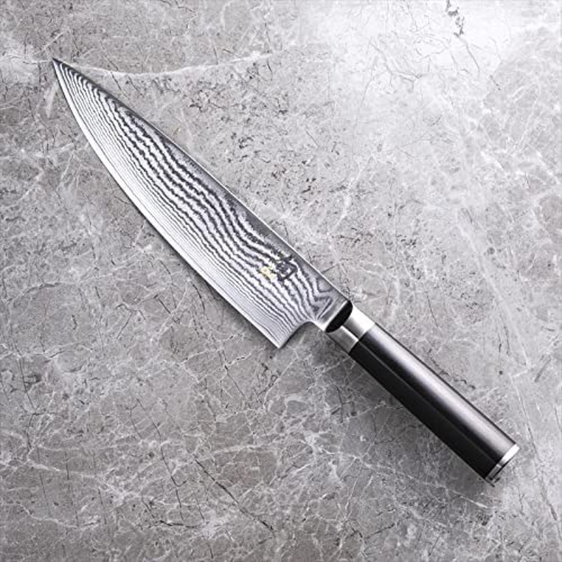 Shun Classic 8” Chef’S Knife with VG-MAX Cutting Core and Ebony Pakkawood Handle; All-Purpose Blade for a Full Range of Cutting Tasks with Curved Blade for Easy Cuts; Cutlery Handcrafted in Japan