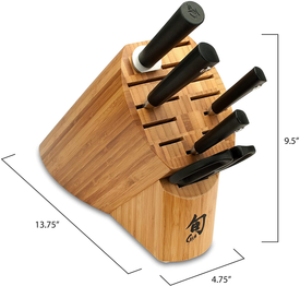 Shun Sora 6-Piece Block Set Including 3.5-Inch Paring Knife, 6-Inch Utility Knife, 8-Inch Chef’S Knife, Herb Shears, Combination Honing Steel and 11-Slot Bamboo Block; Stainless Steel Knife Set