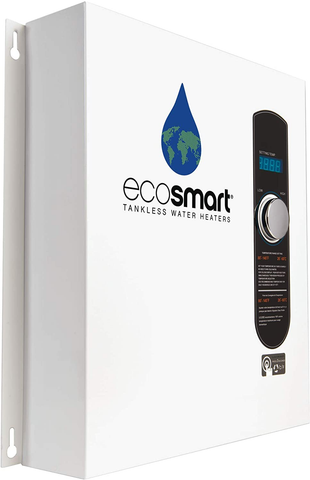 Image of Ecosmart ECO Electric Tankless Water Heater, 27 KW at 240 Volts, 112.5 Amps with Patented Self Modulating Technology, White