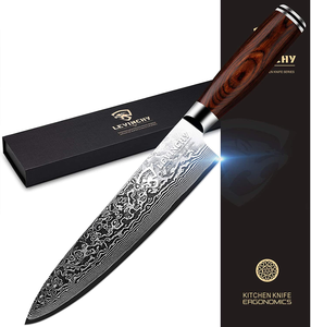 LEVINCHY Damascus Chef'S Knife 8 Inch Professional Handmade Damascus Stainless Steel Kitchen Knife, Superb Edge Retention, Stain & Corrosion Resistant, Ergonomic PAKKA Wood Handle