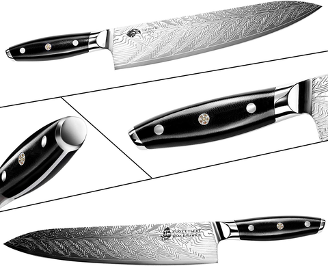 Image of TUO Chef Knife - Kitchen Knives 10-Inch High Carbon Stainless Steel - Pro Chef Vegetable Meat Knife with G10 Full Tang Handle - Black Hawk S Knives Including Gift Bo