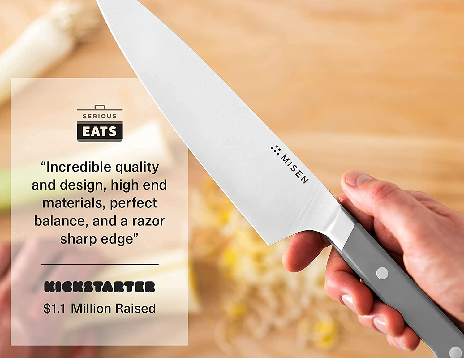Misen Chef Knife - 8 Inch Professional Kitchen Knife - High Carbon Steel Ultra Sharp Chef'S Knife, Gray