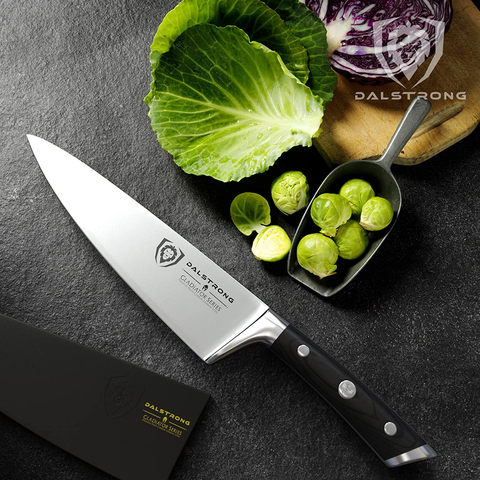 Image of DALSTRONG Chef Knife - 8 Inch - Gladiator Series - Forged High Carbon German Steel - Razor Sharp Kitchen Knife - Full Tang - Black G10 Handle - Sheath Included - NSF Certified
