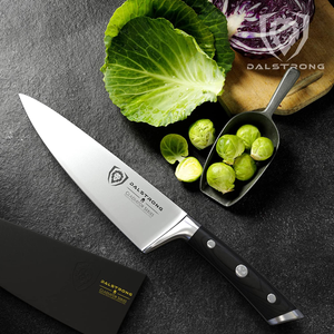 DALSTRONG Chef Knife - 8 Inch - Gladiator Series - Forged High Carbon German Steel - Razor Sharp Kitchen Knife - Full Tang - Black G10 Handle - Sheath Included - NSF Certified
