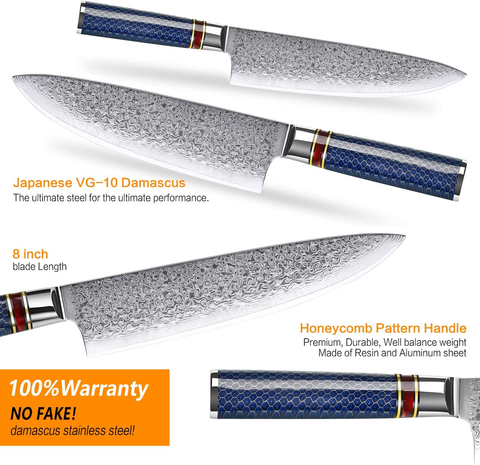 Image of WEKIT Chef Knife 8 Inch Damascus Chefs Knife Japanese VG10 Kitchen Knife Sharpest 67-Layer High Carbon Stainless Steel Knife, Pro Cooking Knife, Meat Cutting Gyuto Chef Knife with Sheath(Type 1)